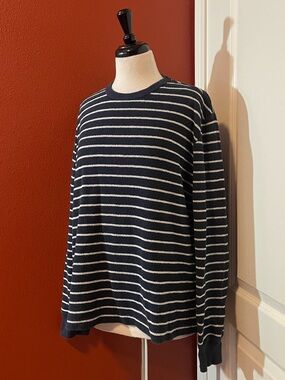 Taylor Stitch Men’s The Adams Striped Blue & White Terry Nautical Crew Sweater